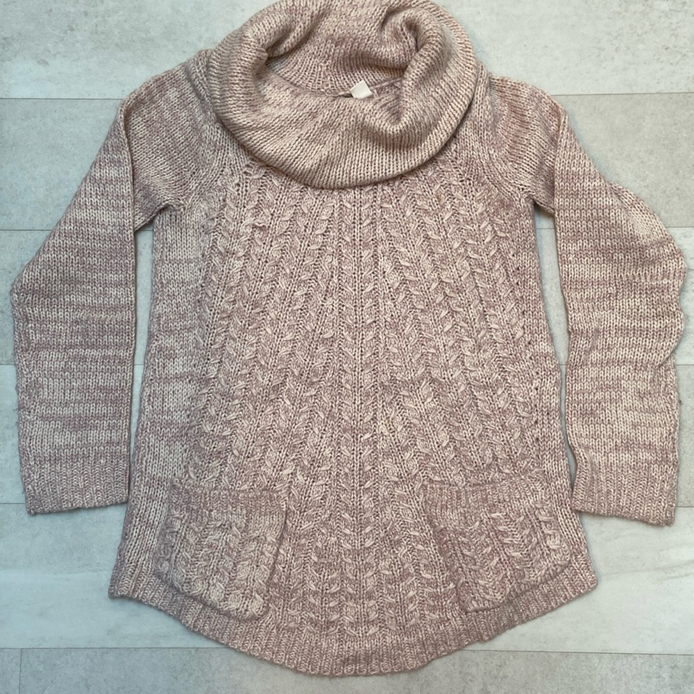 Anthropologie pink cowl neck sweater